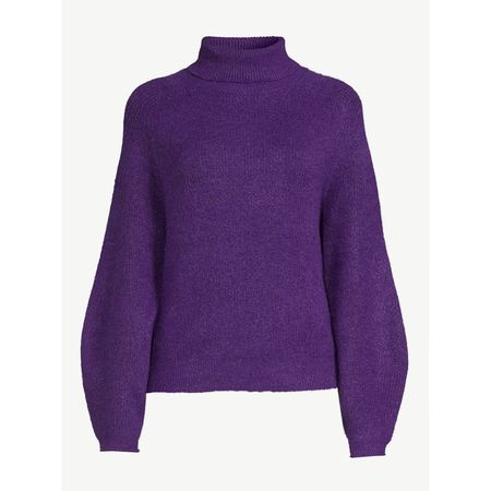 Scoop Women's Ribbed Oversized Turtleneck Sweater with Long Sleeves, Sizes XS-XXL - Walmart.com