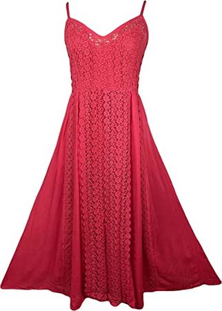 Agan Traders Women's Spaghetti Strap Long Medieval Peasant Net Overlay Gown Maxi Dress at Amazon Women’s Clothing store
