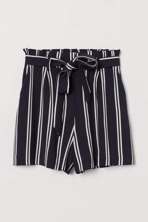 Shorts with Tie Belt - Blue
