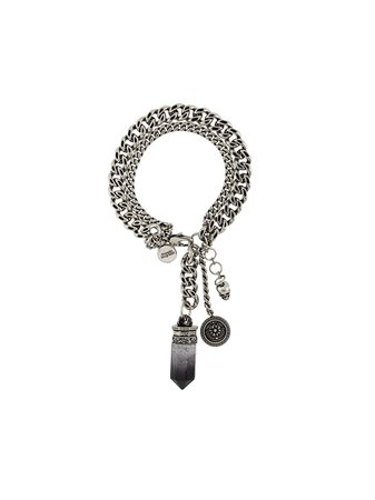 Alexander Mcqueen Double Chain Quartz Detail Bracelet 611302I562Y Silver | Farfetch