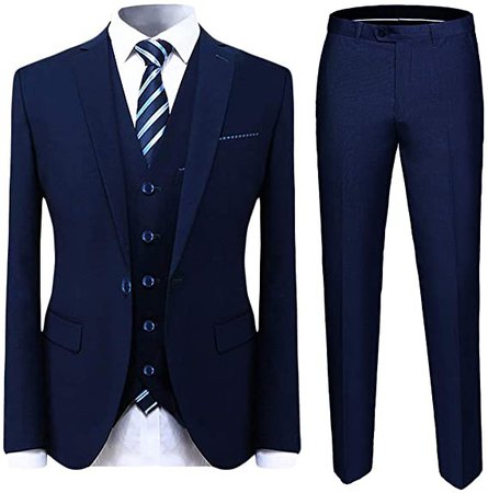 Cloudstyle Mens Suit Solid Color Formal Business One Button 3-Piece Suit Wedding Slim Fit Black at Amazon Men’s Clothing store