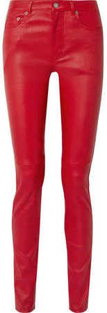 Leather Skinny Pants - Red