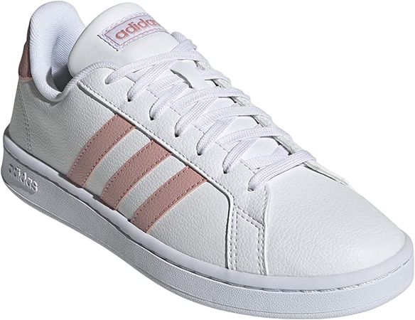 Amazon.com | adidas Women's Grand Court Tennis Shoe, White/Wonder Mauve/Grey Two, 4.5 | Tennis & Racquet Sports