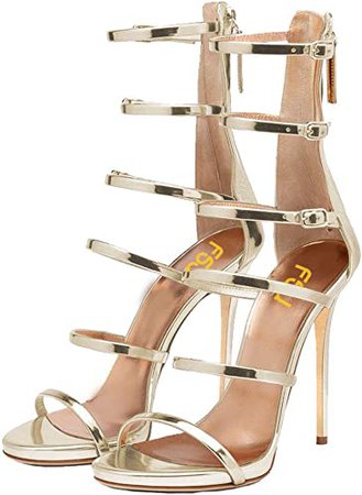 Amazon.com | FSJ Women Sexy Strappy Gladiator Wedding Sandals High Heel Stiletto Shoes for Summer Size 4-15 US | Heeled Sandals