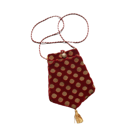vintage velvet purse red gold polka dot evening bag Renaissance Festival costume cosplay