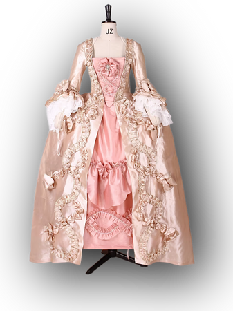 champagne pink Robe a la francaise 18th century costume reenactment Marie Antoinette Style Green Dress, Rococo style