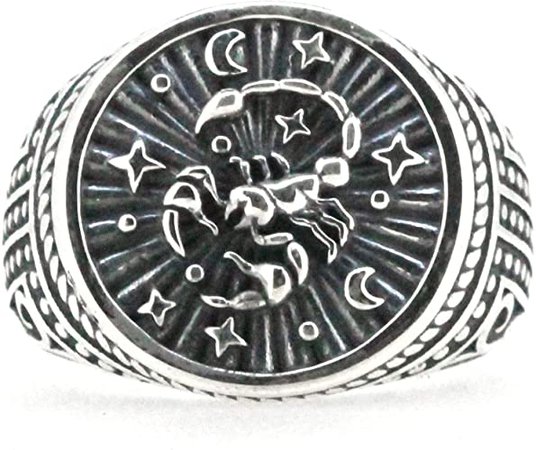 925 Sterling Silver Scorpio Zodiac Signet Ring