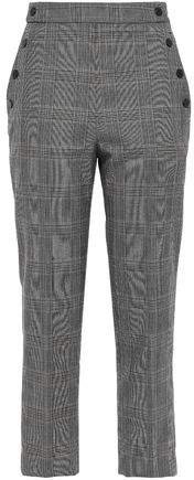Cropped Button-embellished Woven Tapered Pants