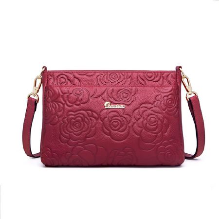 Genuine Leather Shoulder Bags Women Messenger Bag Crossbody Cow Skin Purse Wine #yc202 (Wine): Handbags: Amazon.com