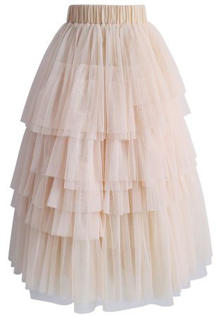 Love Me More Layered Tulle Skirt in Nude Pink - Retro, Indie and Unique Fashion
