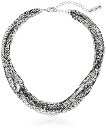 Amazon.com: Steve Madden 2 Tone Multi Row Knotted Silver Necklace, 16" + 3" Extender: Clothing