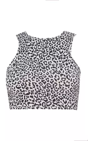 black&white sleeveless leopard crop top