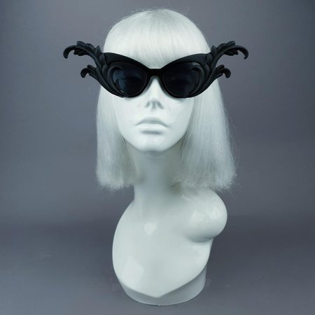 "Kokoro" Black OTT Filigree Statement Sunglasses – Pearls & Swine