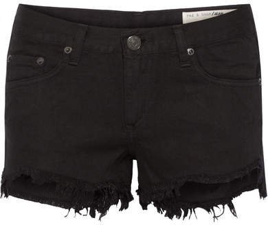Frayed Cut-off Denim Shorts - Black