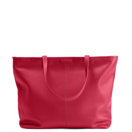Large Zippered Downtown Tote | Full Grain Leather Red Apple