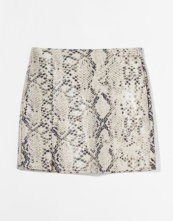 Faux leather animal print skirt - Skirts - Woman | Bershka