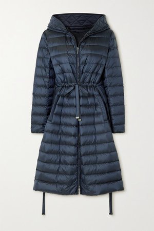 The Cube Hooded Quilted Shell Down Jacket - Navy