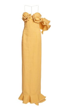 Artichaut Ruffled Linen-Blend Maxi Dress By Jacquemus | Moda Operandi
