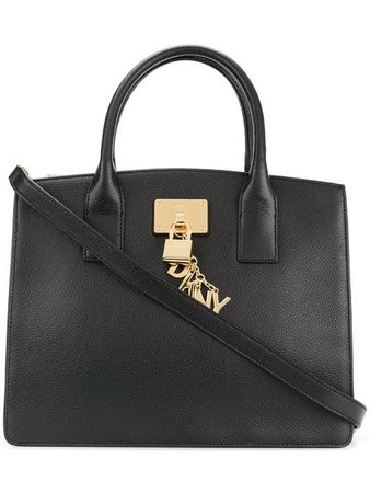 DKNY zip top gold-tone charm tote bag