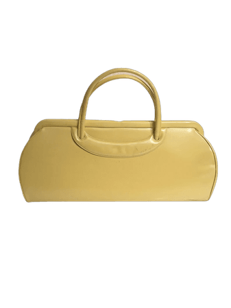 Her Catalog Had Arrived - Vintage 1950s Yellow Faux Patent Leather Vinyl Handbag