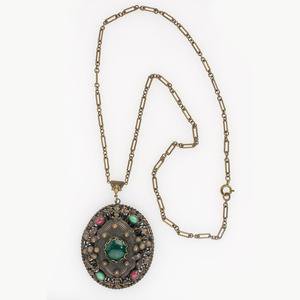 Antique 20th century Art Nouveau brass lavaliere pendant necklace. nlb – Earthly Adornments