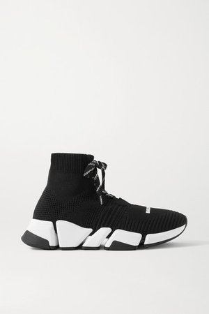 Speed 2.0 Stretch-knit High-top Sneakers - Black