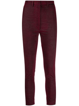 Shop purple Ann Demeulemeester cropped stretch-fit trousers with Express Delivery - Farfetch