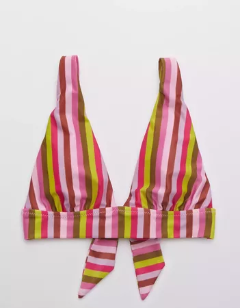 Aerie Tie Longline Triangle Bikini Top pink