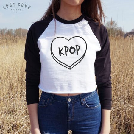 KPOP Crop Raglan T-shirt Top Cropped Fangirl Korean Music Boy Band K-POP Fashion | eBay