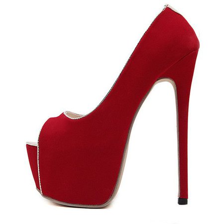 Red Peep Toe Platform Heels