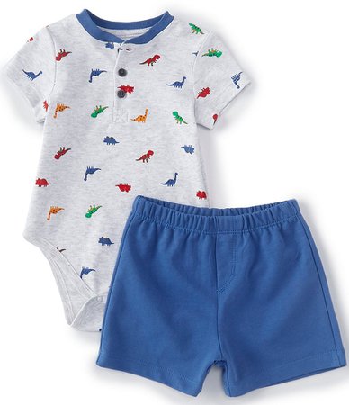 Little Me Baby Boys 3-12 Months Short-Sleeve Dinosaur-Printed Bodysuit & Shorts Set | Dillard's