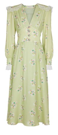 Alessandra Rich light green floral dress