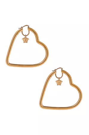 VERSACE Medusa Heart Hoop Earrings in Oro | FWRD