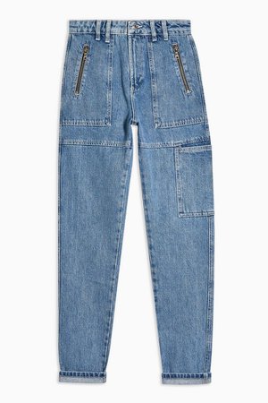 Mid Blue Worker Mom Jeans | Topshop blue