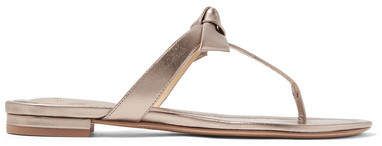 Clarita Bow-embellished Metallic Leather Sandals - Platinum