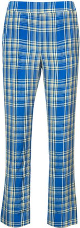 crinkled plaid trousers