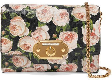 Welcome Floral-print Textured-leather Shoulder Bag - Pink