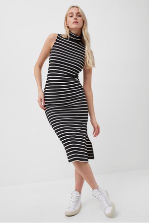 Tommy Rib High Neck Sleeveless Dress | New Arrivals | French Connection Usa