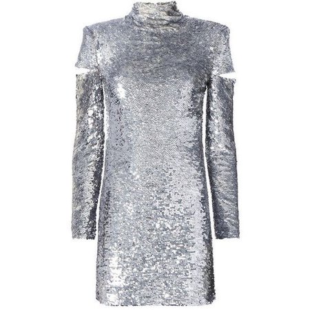 Helmut Lang Cold Shoulder Disco Sequin Dress