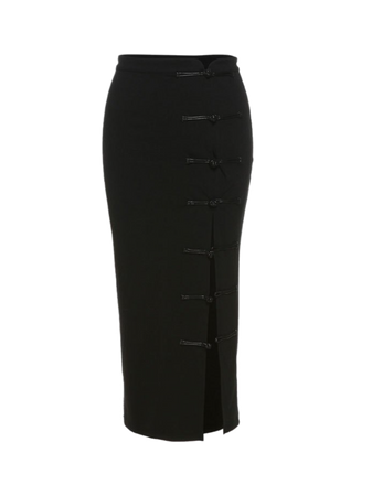 black high waisted split leg skirt