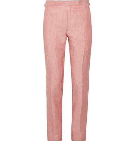 coral linen trousers