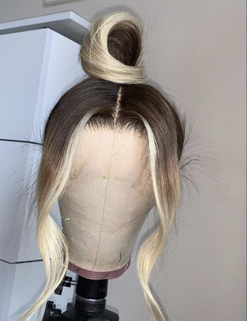 brown and blonde bun lace wig