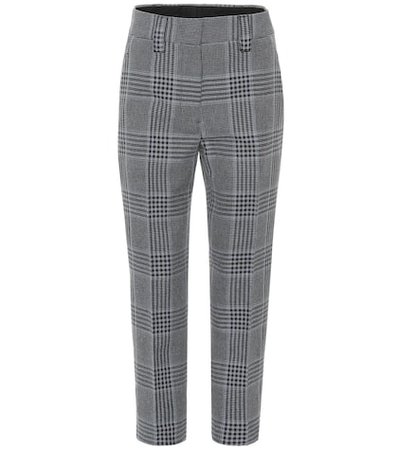 Checked cotton-blend pants