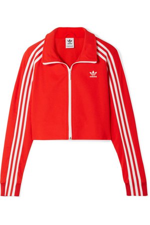 adidas Originals | Cropped striped jersey track jacket | NET-A-PORTER.COM