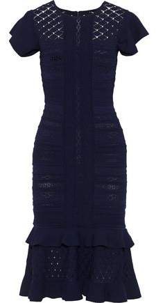 Shivon Ruffle-trimmed Pointelle-knit Midi Dress