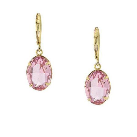 14k Gold-Dipped Pink Genuine Swarvoski Crystal Oval Drop Earrings