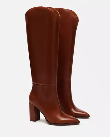 BIXBY Cognac Leather Knee High Boot | Women's Boots – Steve Madden