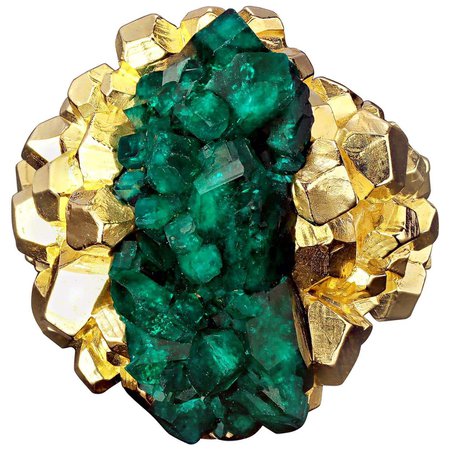 Dioptase Crystal 14K Gold Ring Statement Green Gemstone Unisex Men’s Christmas For Sale at 1stDibs | dioptase ring, dioptase engagement ring, dioptas ring