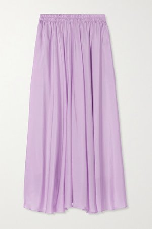 Silk-habotai Midi Skirt - Lilac