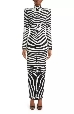 Balmain Zebra Jacquard Sweater Dress | Nordstrom